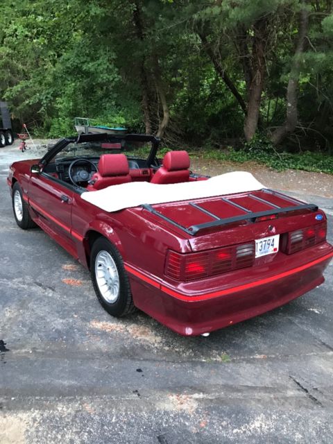 1988 Burgundy Ford Mustang Convertible