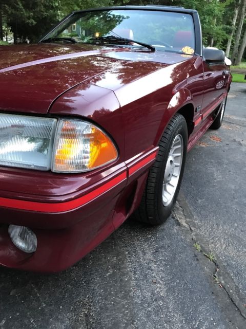 1988 Burgundy Ford Mustang Convertible