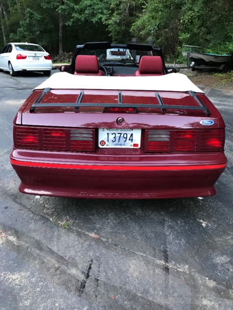 1988 Burgundy Ford Mustang Convertible