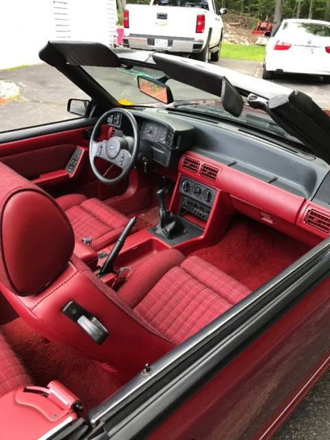 1988 Burgundy Ford Mustang Convertible