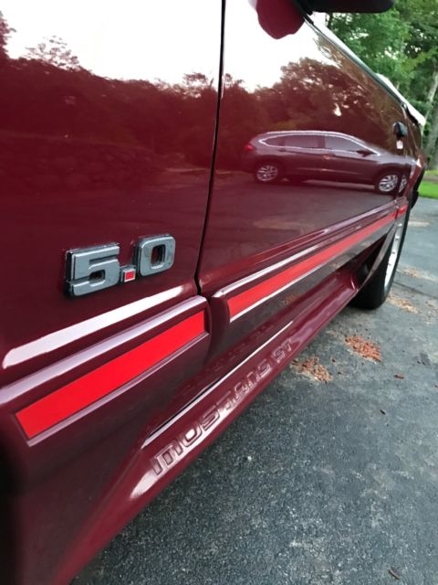 1988 Burgundy Ford Mustang Convertible
