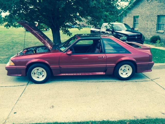 1987 Scarlet Ford Mustang Hatchback T Tops