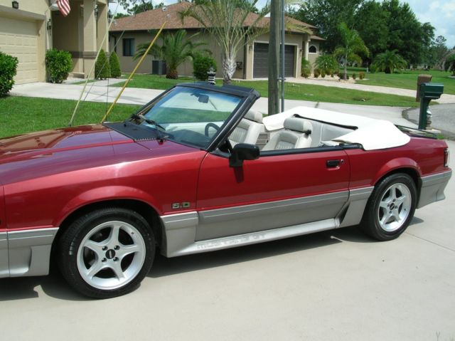 1990 Red Ford Mustang Convertible
