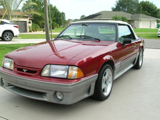 1990 Red Ford Mustang Convertible