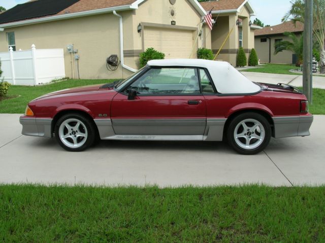 1990 Red Ford Mustang Convertible