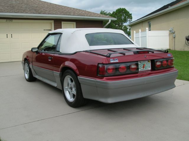 1990 Red Ford Mustang Convertible