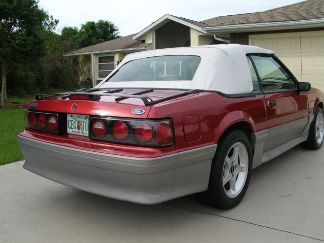 1990 Red Ford Mustang Convertible
