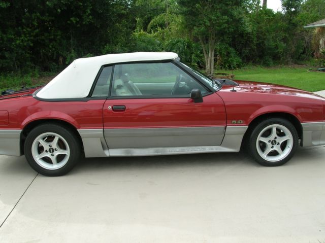 1990 Red Ford Mustang Convertible