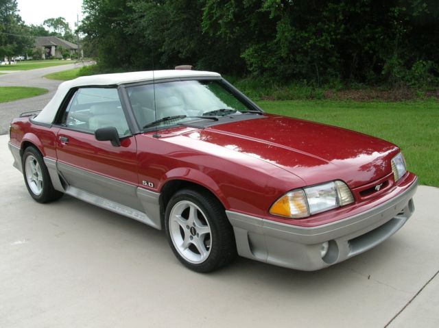 1990 Red Ford Mustang Convertible