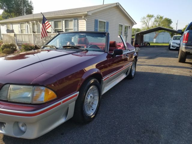 1988 Red Ford Mustang Convertible