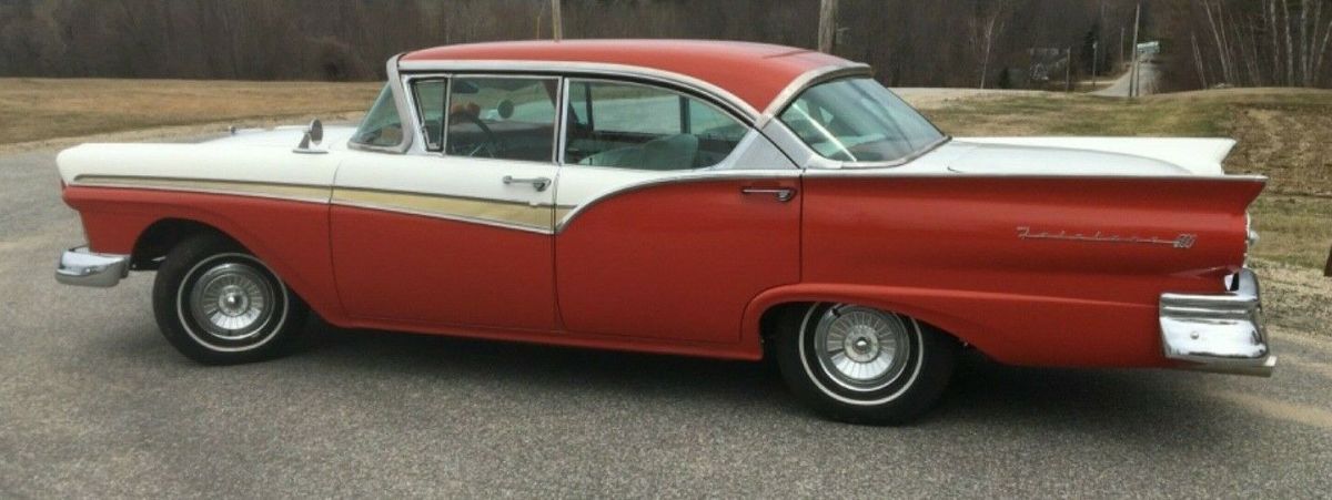 1957 Red , White Ford Fairlane Sedan