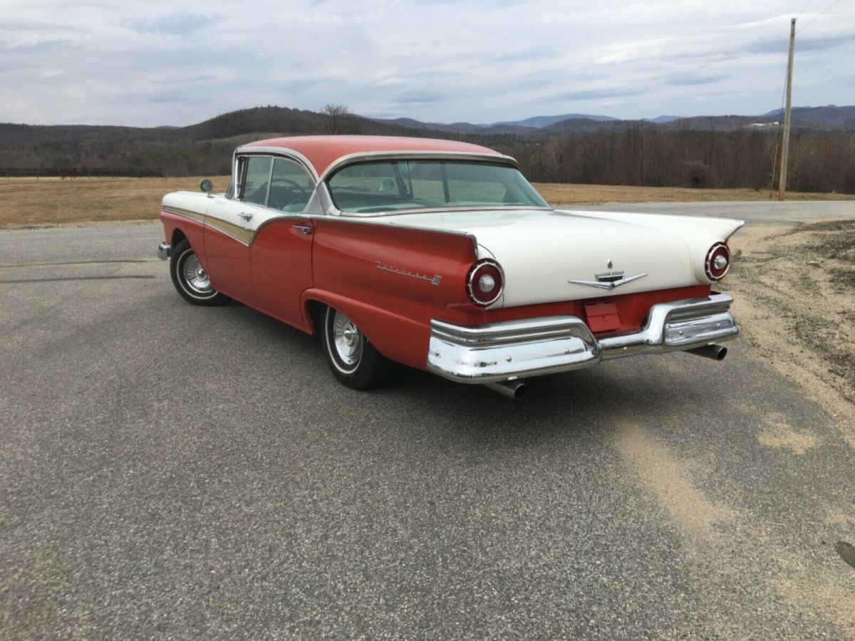 1957 Red , White Ford Fairlane Sedan