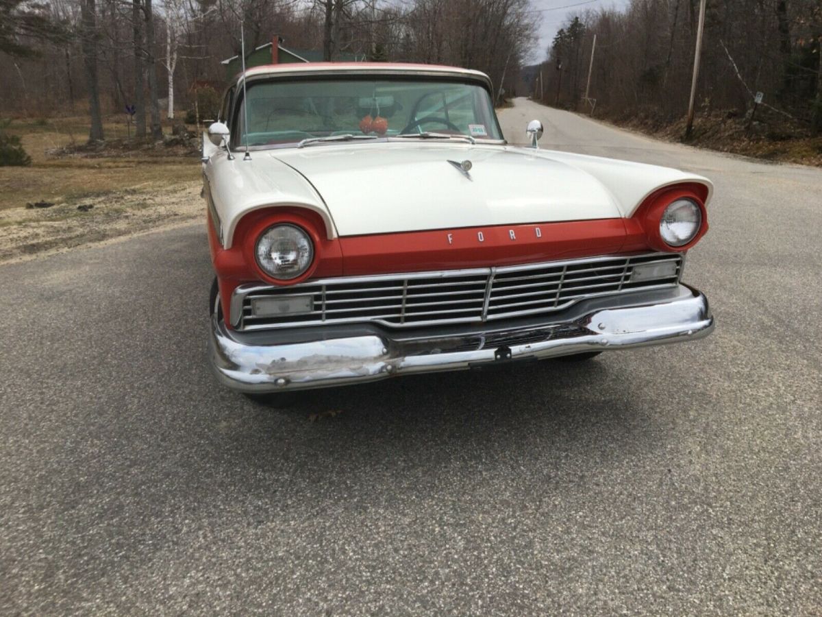 1957 Red , White Ford Fairlane Sedan