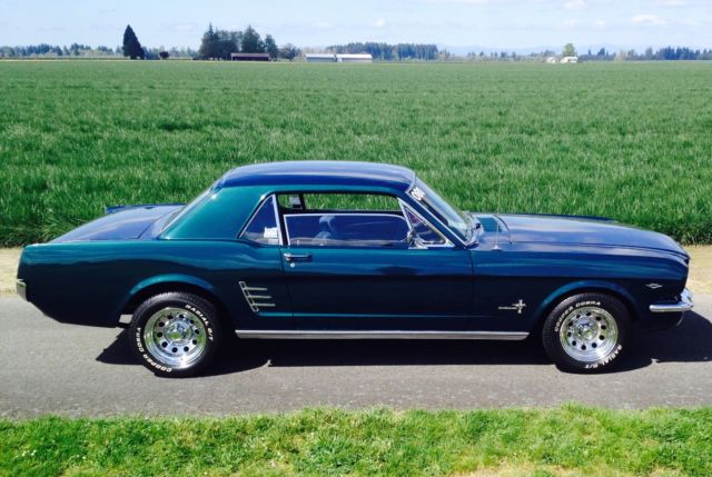 1966 Metallic green Ford Mustang Sedan