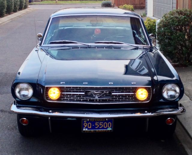 1966 Metallic green Ford Mustang Sedan
