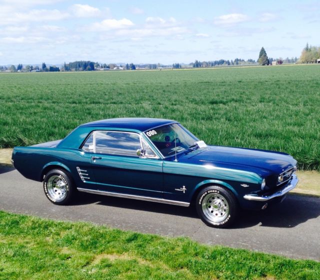 1966 Metallic green Ford Mustang Sedan