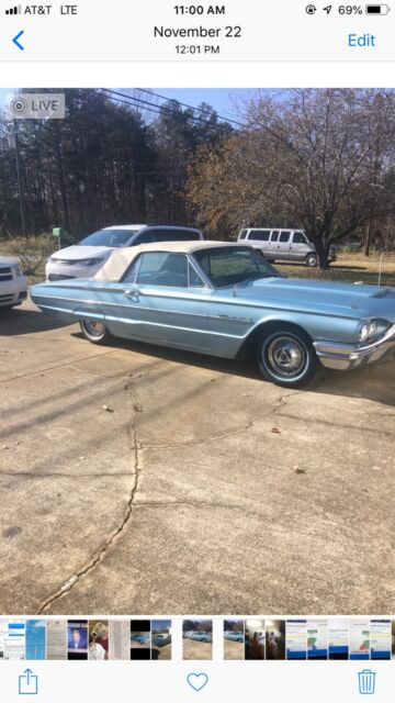 1964 Blue Ford Thunderbird Convertible