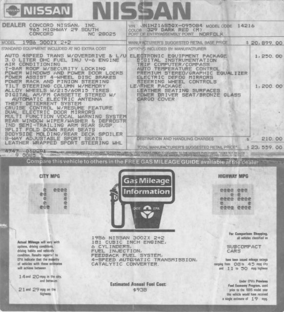 1986 Burgundy Nissan 300ZX