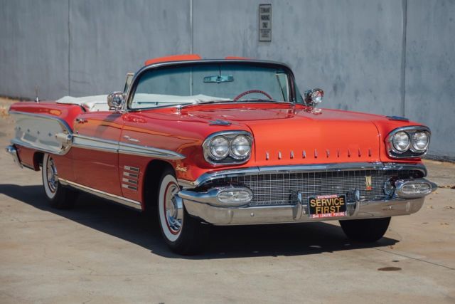 1958 Rangoon Red White accent Pontiac Bonneville Convertible