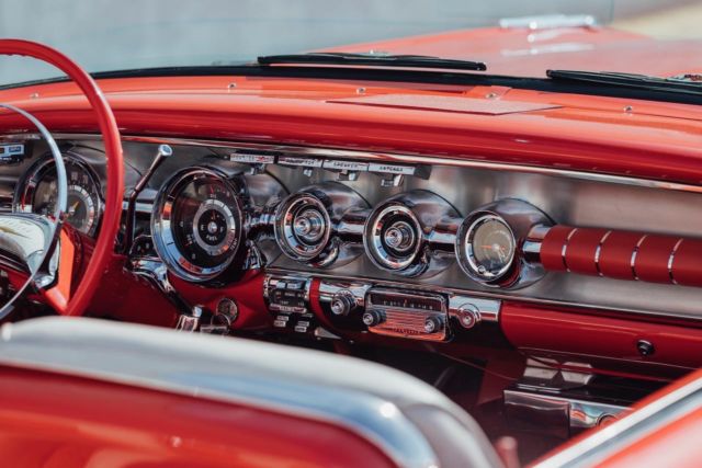 1958 Rangoon Red White accent Pontiac Bonneville Convertible