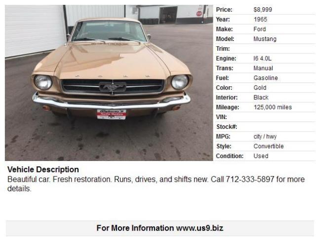 1965 Gold Ford Mustang