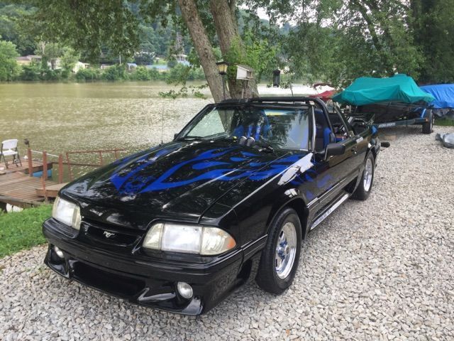 1990 Blue Ford Mustang Convertible