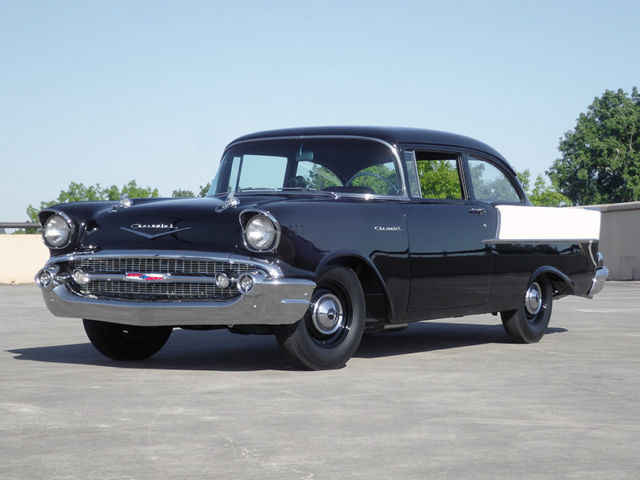 1957 Black and White Chevrolet Bel Air/150/210 2 door Sedan