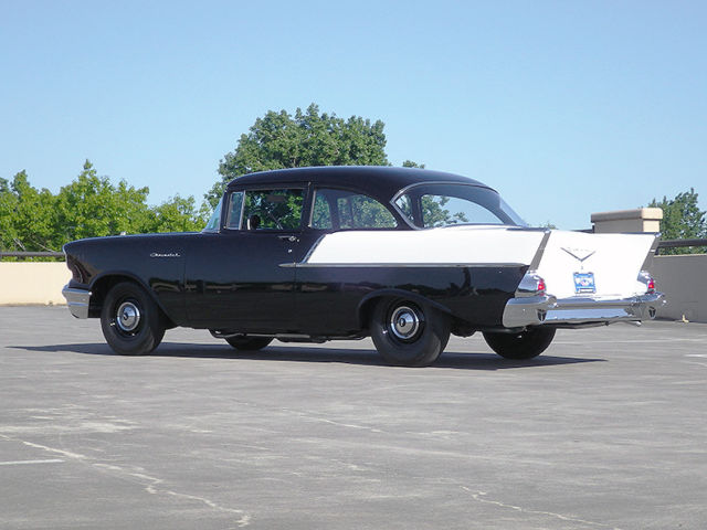 1957 Black and White Chevrolet Bel Air/150/210 2 door Sedan