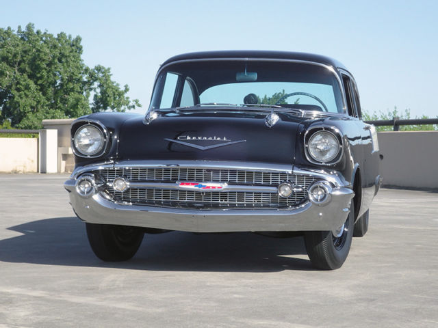 1957 Black and White Chevrolet Bel Air/150/210 2 door Sedan