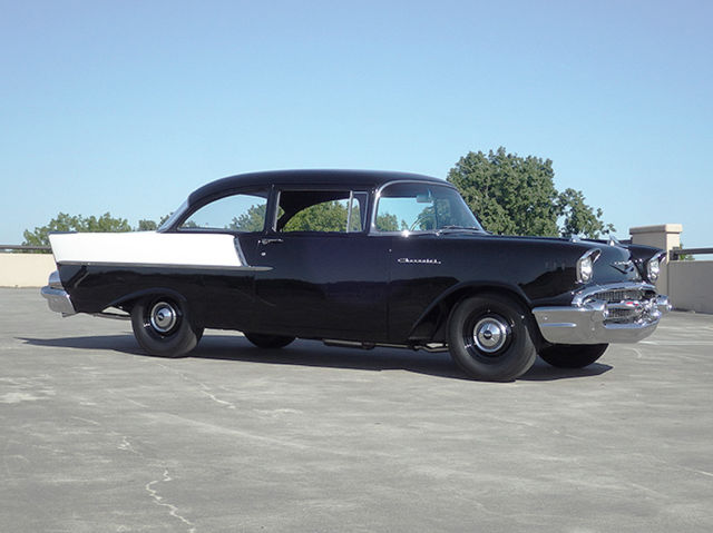 1957 Black and White Chevrolet Bel Air/150/210 2 door Sedan
