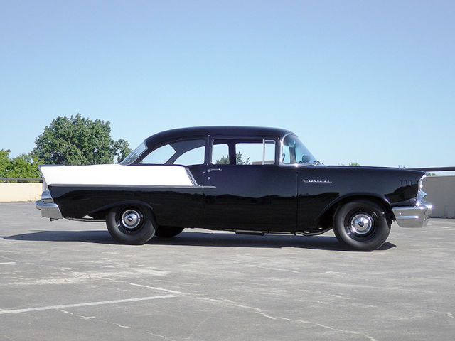 1957 Black and White Chevrolet Bel Air/150/210 2 door Sedan
