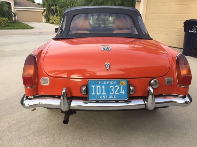 1977 vermillion MG MGB Convertible