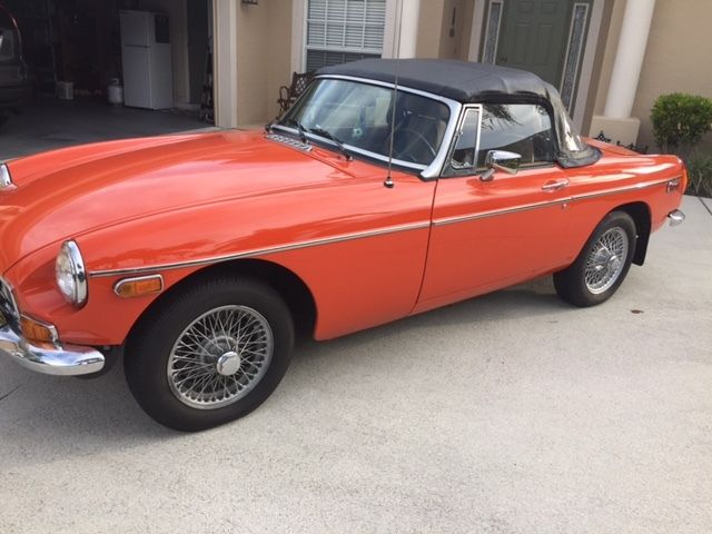 1977 vermillion MG MGB Convertible