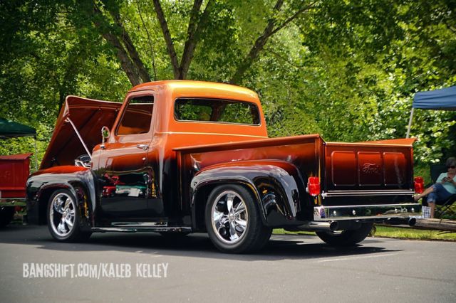 1953 custom atomic orange fade to candy cherry, to blk. Ford F-100