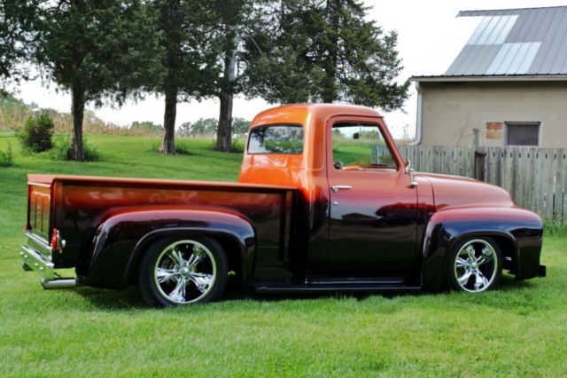 1953 custom atomic orange fade to candy cherry, to blk. Ford F-100