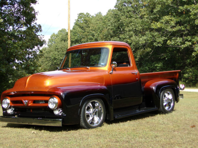 1953 custom atomic orange fade to candy cherry, to blk. Ford F-100
