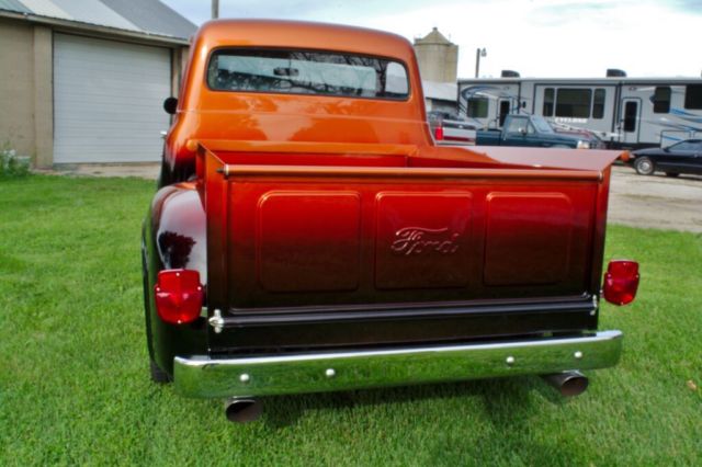 1953 custom atomic orange fade to candy cherry, to blk. Ford F-100