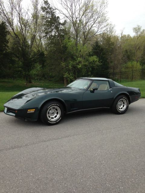 1980 Dark Green Metallic Chevrolet Corvette Coupe = T Tops