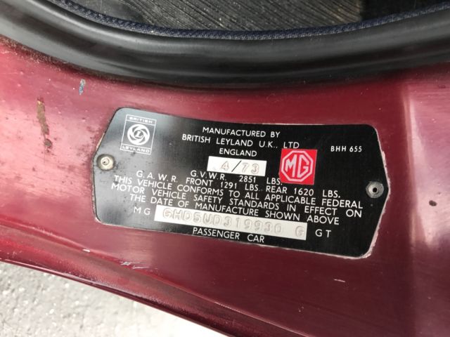 1973 Maroon MG MGB Hatchback