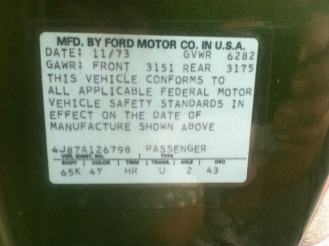 1974 Green Ford Thunderbird Coupe