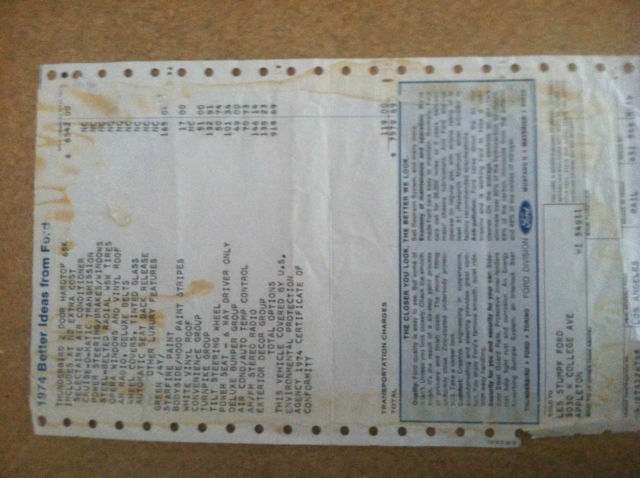 1974 Green Ford Thunderbird Coupe