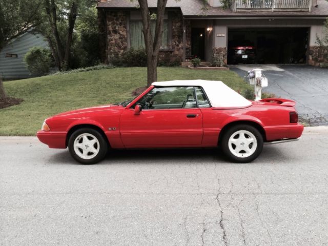1992 Red Ford Mustang Convertible