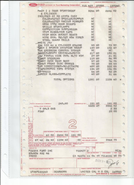 1971 White Ford Mustang Fastback