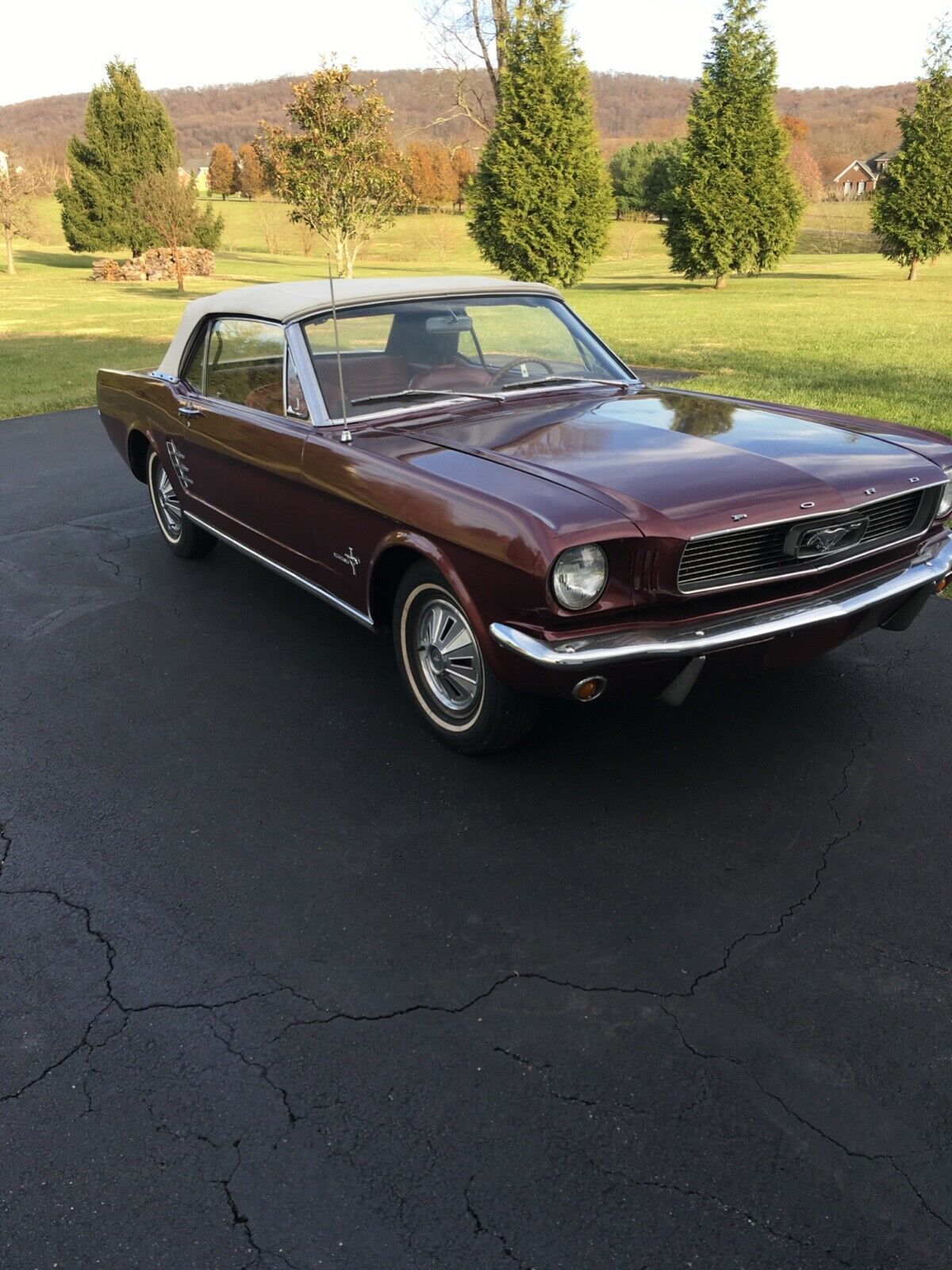 1966 Burgundy Ford Mustang Convertible