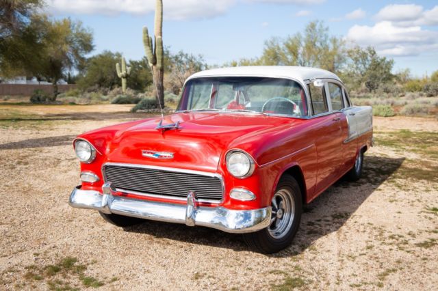 1955 Red/White Chevrolet Bel Air/150/210 Sedan
