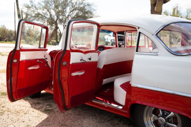 1955 Red/White Chevrolet Bel Air/150/210 Sedan