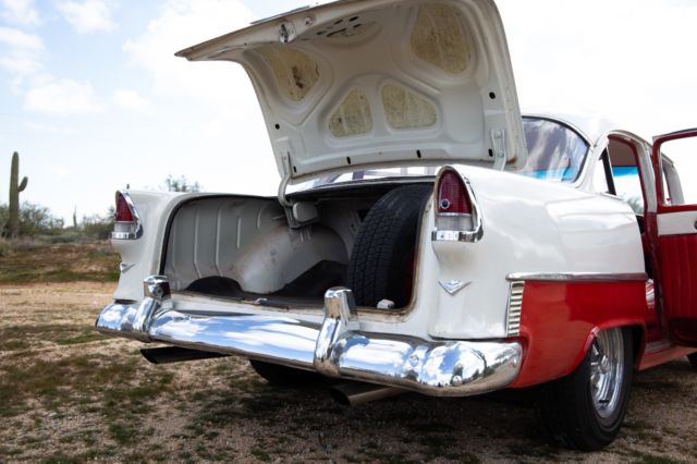 1955 Red/White Chevrolet Bel Air/150/210 Sedan