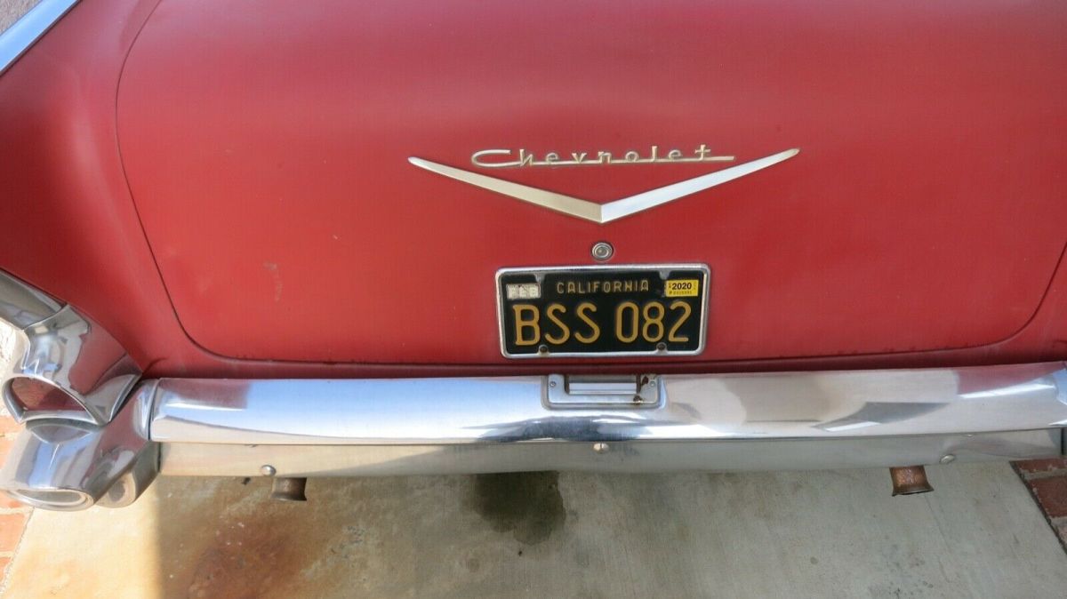 1957 Red and White Chevrolet Bel Air/150/210 Coupe