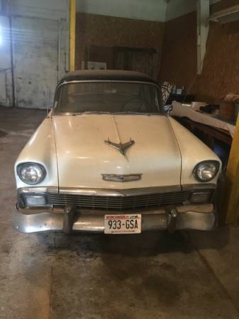 1956 Two tone white Chevrolet Bel Air/150/210 Sedan