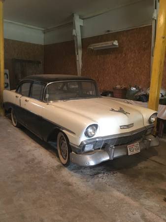 1956 Two tone white Chevrolet Bel Air/150/210 Sedan